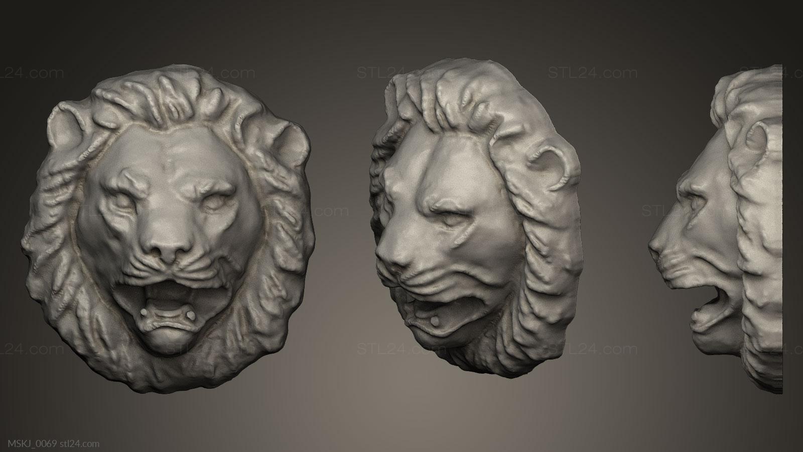 Маски и морды животных (Львиная голова, MSKJ_0069) 3D модель для ЧПУ станка